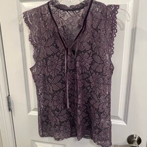 Elegant Purple Lace Sleeveless Top
